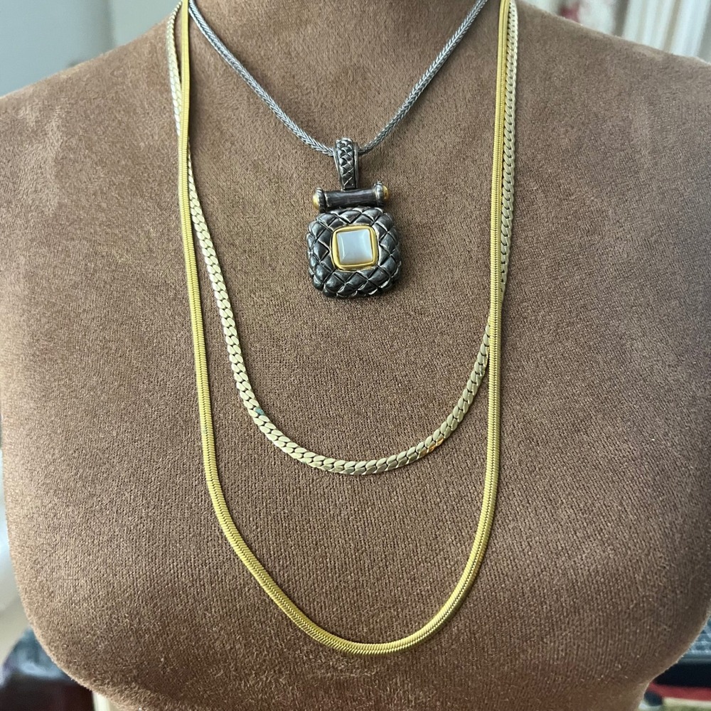 Vintage Curated Necklace Set 18 24 28" Gold‎ Silver Tone Pendant 90s Boho 90s